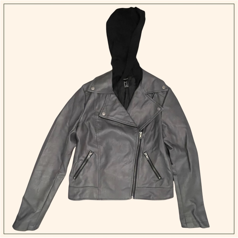 Forever 21 Hooded Faux Leather Jacket